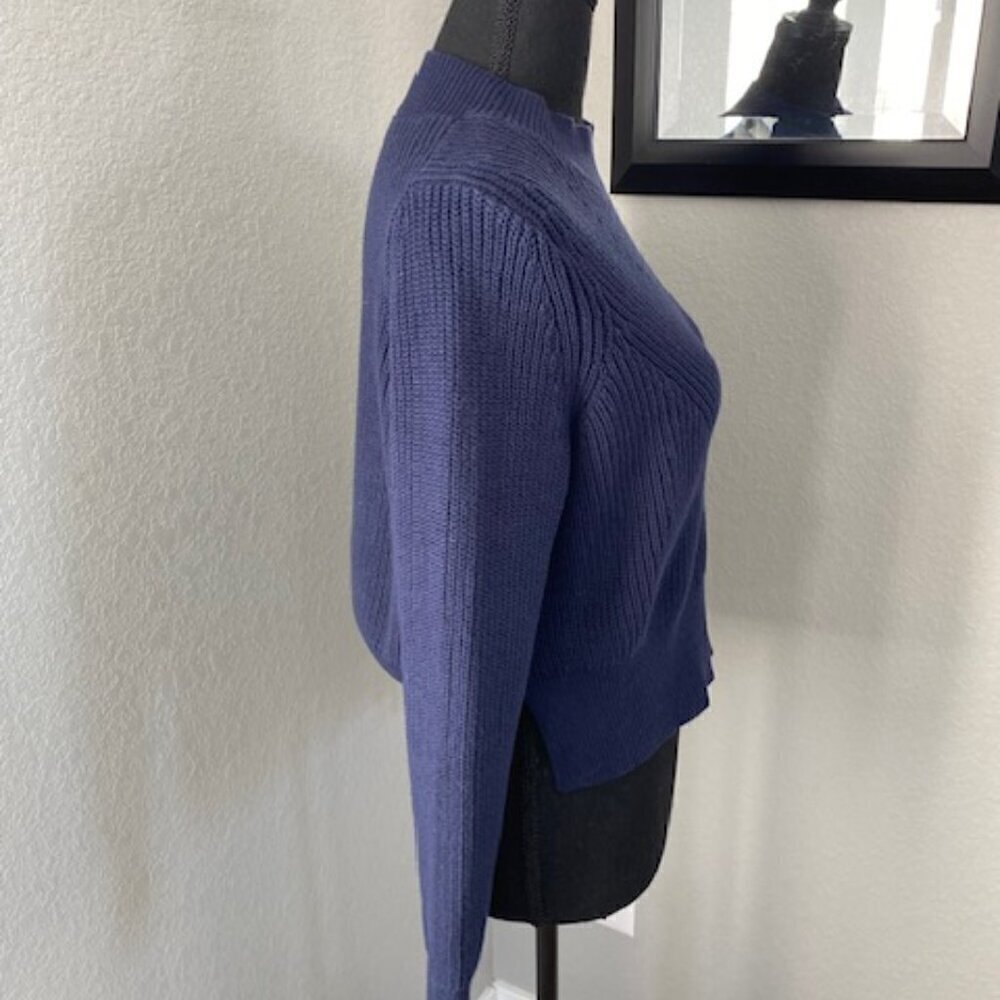 NWT Kendall and Kylie Navy Blue Cropped Knit Sweater Small - Picture 5 of 13